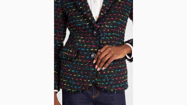 blazer en tweed métallisé Kate Spade femmes vêtements D8288887 noir multicolore