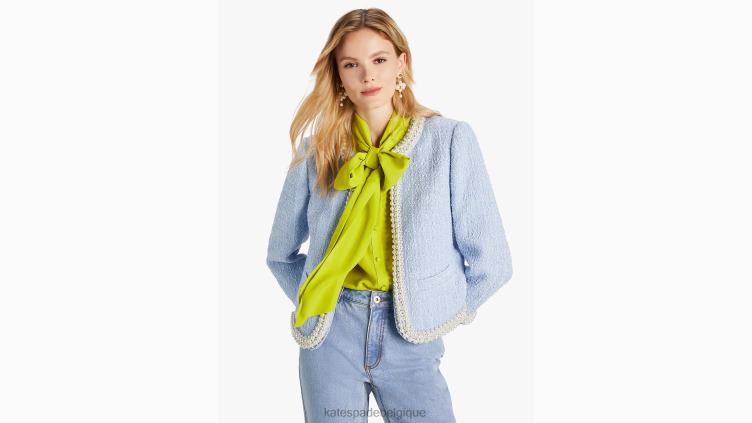 veste en tweed ornée de perles Kate Spade femmes vêtements D8288763 hortensia pâle