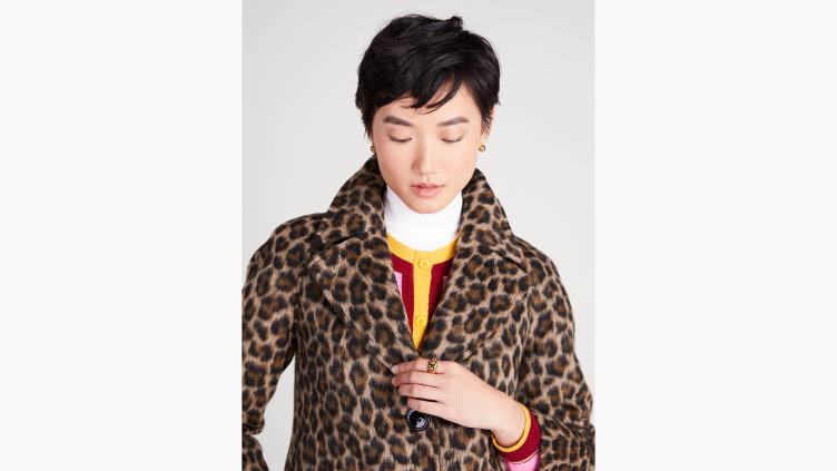 veste léopard brossée Kate Spade femmes vêtements D8288950 noix de cajou grillées