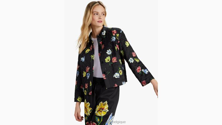 veste matelassée à fleurs placées Kate Spade femmes vêtements D8288742 noir