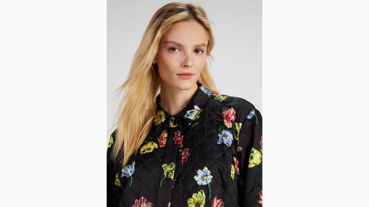 veste matelassée à fleurs placées Kate Spade femmes vêtements D8288742 noir