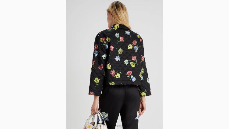 veste matelassée à fleurs placées Kate Spade femmes vêtements D8288742 noir