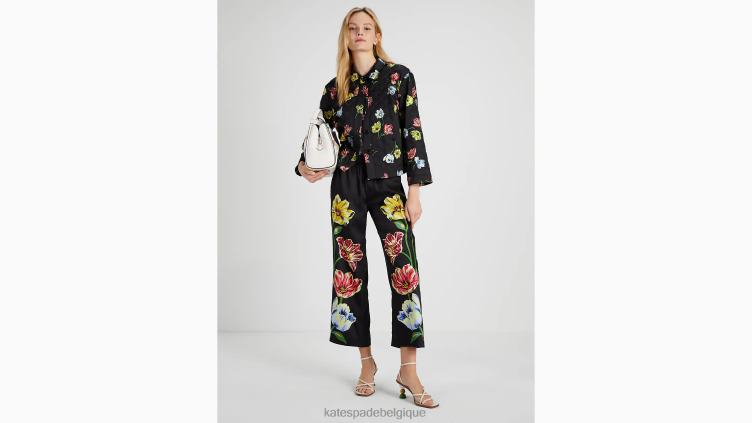veste matelassée à fleurs placées Kate Spade femmes vêtements D8288742 noir