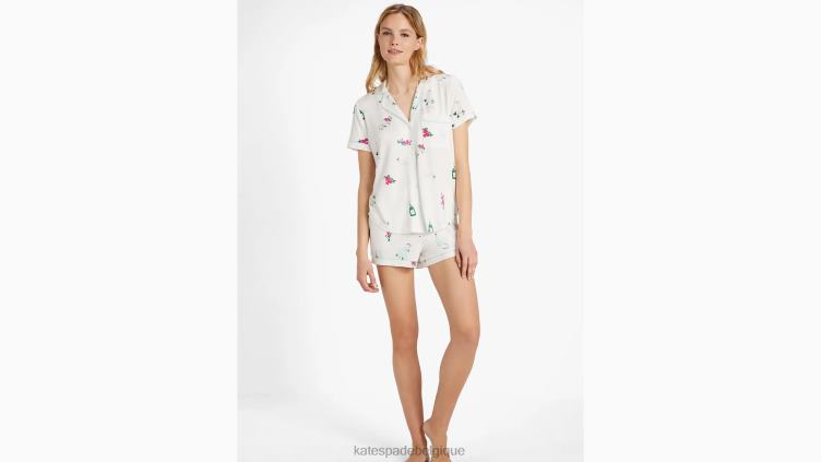 ensemble pyjama court de mariée Kate Spade femmes vêtements D8288831 impression de célébration