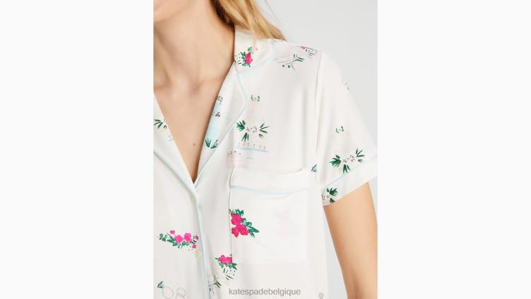 ensemble pyjama court de mariée Kate Spade femmes vêtements D8288831 impression de célébration