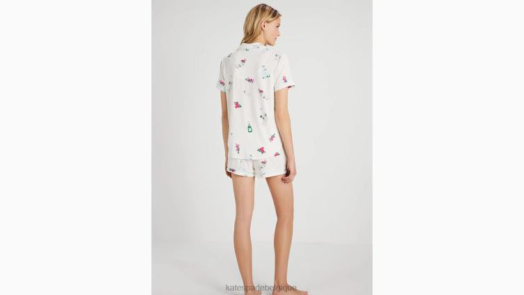 ensemble pyjama court de mariée Kate Spade femmes vêtements D8288831 impression de célébration