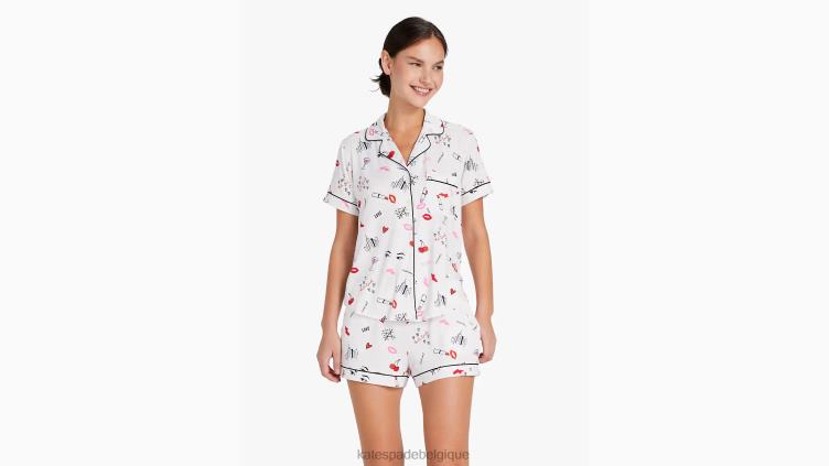 ensemble pyjama court with love Kate Spade femmes vêtements D8288845 avec impression d'amour