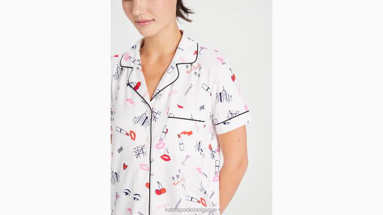 ensemble pyjama court with love Kate Spade femmes vêtements D8288845 avec impression d'amour