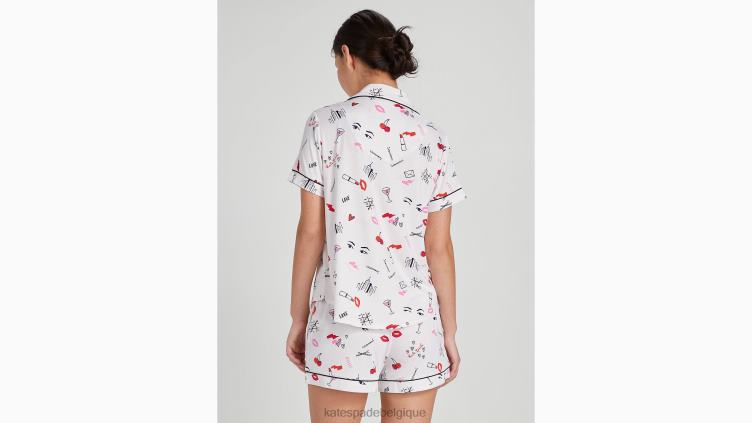 ensemble pyjama court with love Kate Spade femmes vêtements D8288845 avec impression d'amour