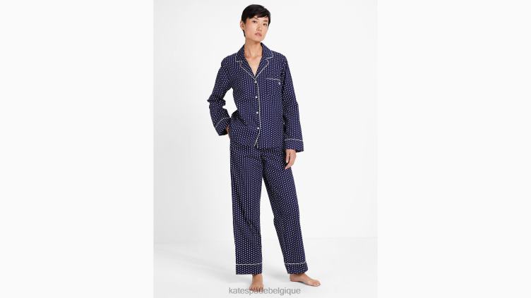 ensemble pyjama long Kate Spade femmes vêtements D8288842 point d'épingle à l'encre de seiche