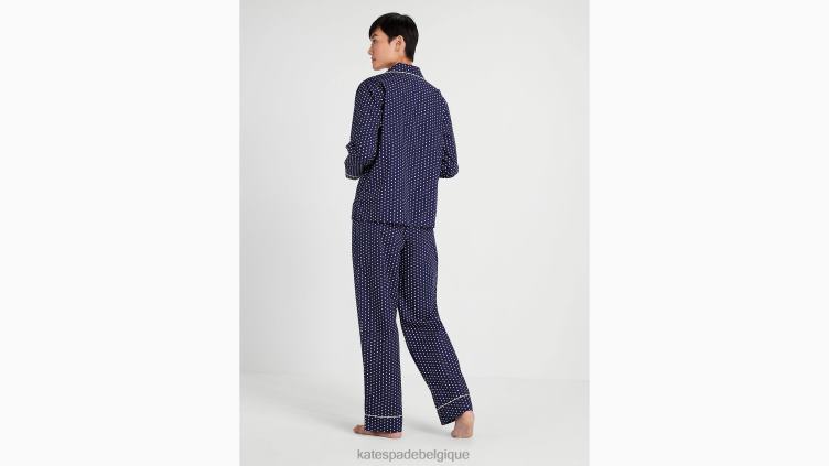 ensemble pyjama long Kate Spade femmes vêtements D8288842 point d'épingle à l'encre de seiche