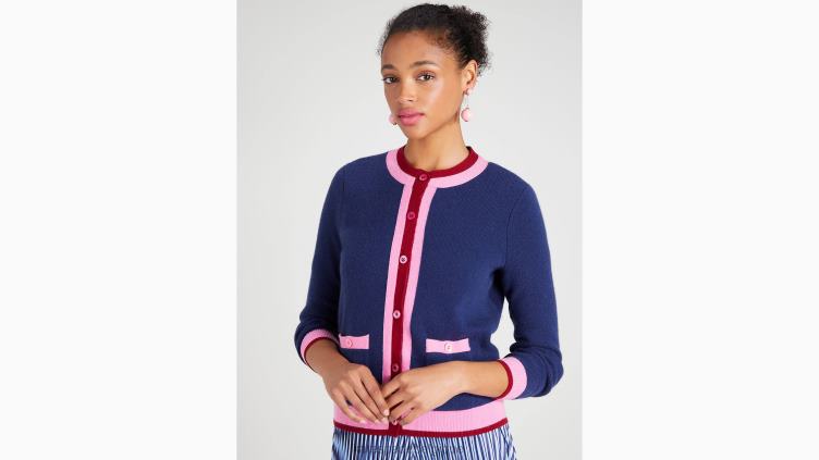 cardigan à col rond en cachemire Kate Spade femmes vêtements D8288913 marine française