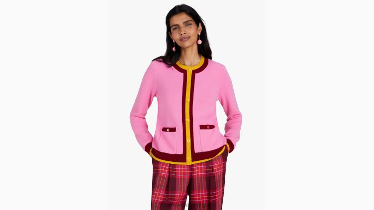 cardigan à col rond en cachemire Kate Spade femmes vêtements D8288914 soda au pamplemousse