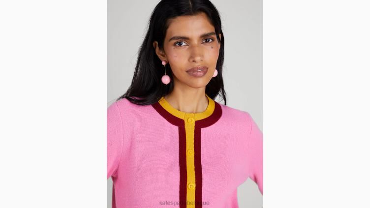 cardigan à col rond en cachemire Kate Spade femmes vêtements D8288914 soda au pamplemousse