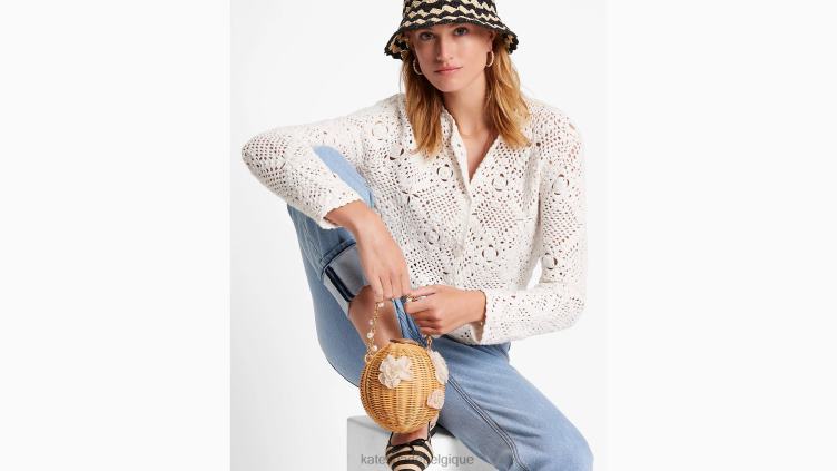 cardigan à col rond en crochet Kate Spade femmes vêtements D8288709 crème française