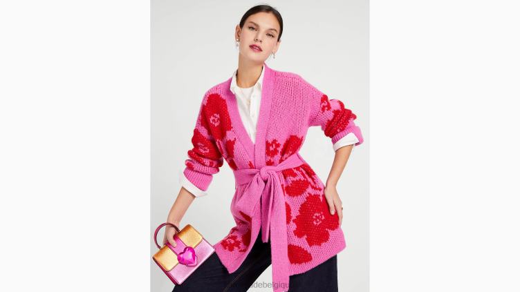 cardigan en intarsia roseraie Kate Spade femmes vêtements D8288867 nuage rose