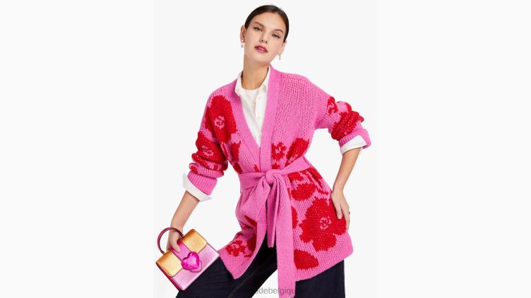 cardigan en intarsia roseraie Kate Spade femmes vêtements D8288867 nuage rose