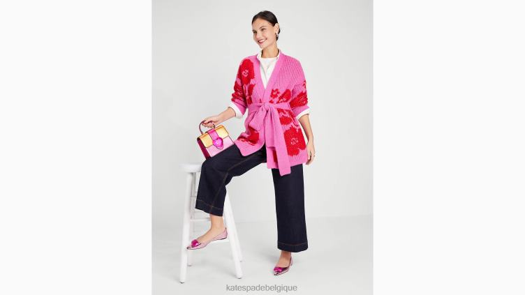 cardigan en intarsia roseraie Kate Spade femmes vêtements D8288867 nuage rose