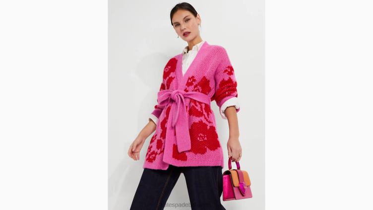 cardigan en intarsia roseraie Kate Spade femmes vêtements D8288867 nuage rose