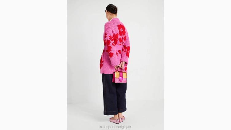 cardigan en intarsia roseraie Kate Spade femmes vêtements D8288867 nuage rose