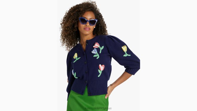cardigan à fleurs au crochet Kate Spade femmes vêtements D8288768 blazer bleu