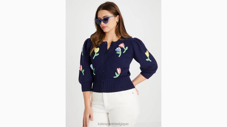 cardigan à fleurs au crochet Kate Spade femmes vêtements D8288768 blazer bleu