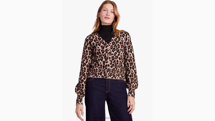cardigan léopard Kate Spade femmes vêtements D8288942 noix de cajou grillées