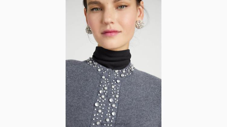 cardigan orné de perles et de strass Kate Spade femmes vêtements D8288944 gris mélangé