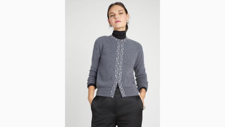 cardigan orné de perles et de strass Kate Spade femmes vêtements D8288944 gris mélangé