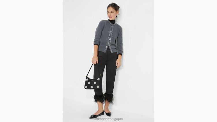 cardigan orné de perles et de strass Kate Spade femmes vêtements D8288944 gris mélangé