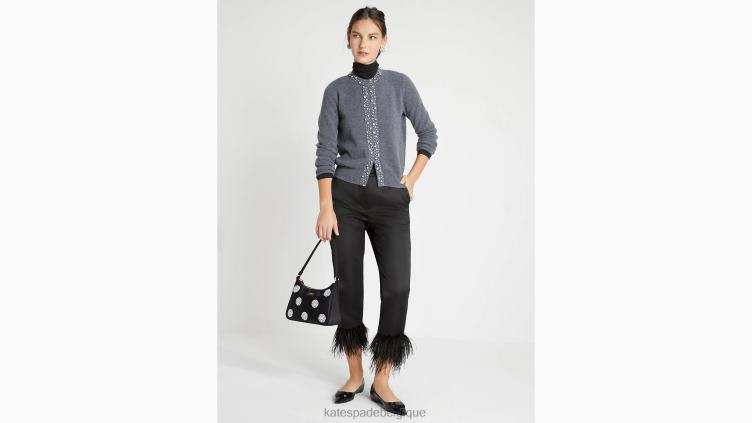 cardigan orné de perles et de strass Kate Spade femmes vêtements D8288944 gris mélangé