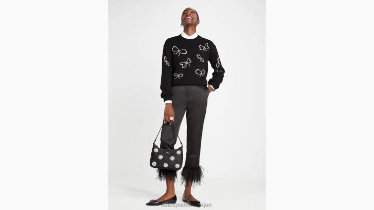 pull avec nœud en strass Kate Spade femmes vêtements D8288960 noir