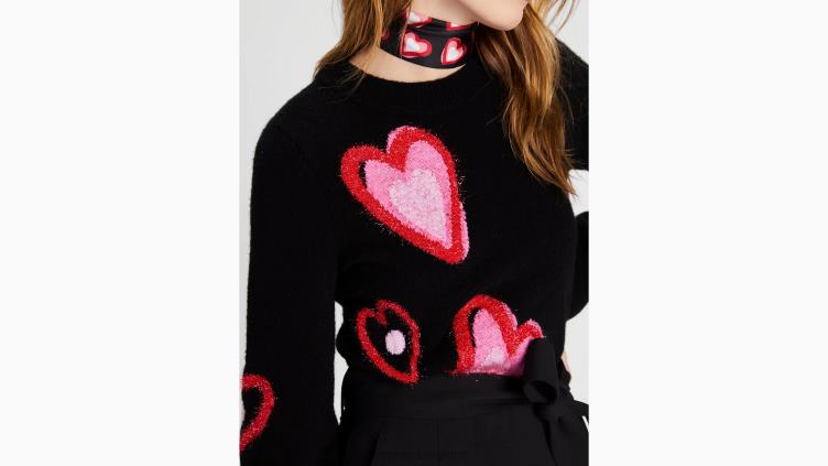 pull coeurs superposés Kate Spade femmes vêtements D8288889 noir multicolore