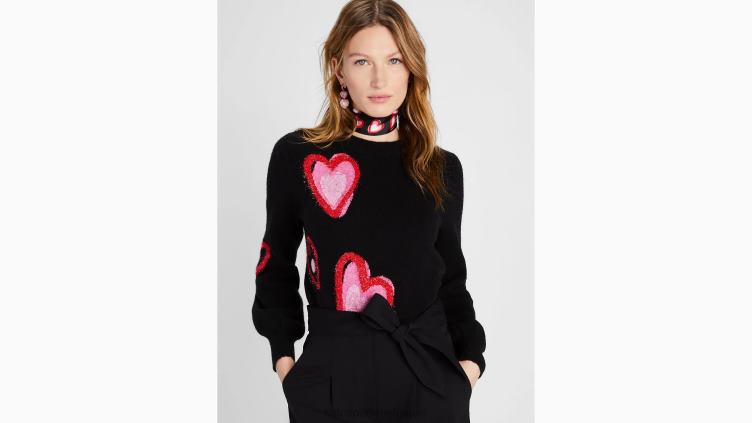 pull coeurs superposés Kate Spade femmes vêtements D8288889 noir multicolore