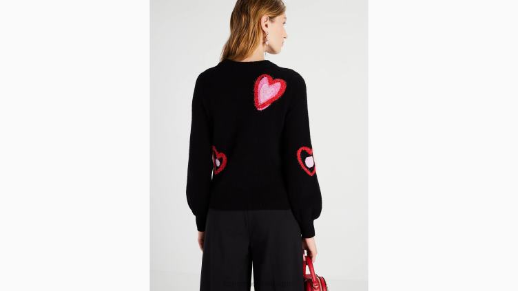pull coeurs superposés Kate Spade femmes vêtements D8288889 noir multicolore