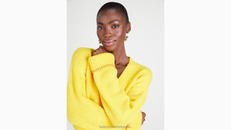 pull à col V Kate Spade femmes vêtements D8288881 jaune safran