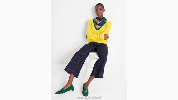 pull à col V Kate Spade femmes vêtements D8288881 jaune safran