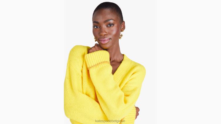 pull à col V Kate Spade femmes vêtements D8288881 jaune safran