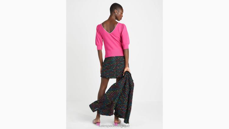 pull à col bateau bordé de strass Kate Spade femmes vêtements D8288860 prune rose