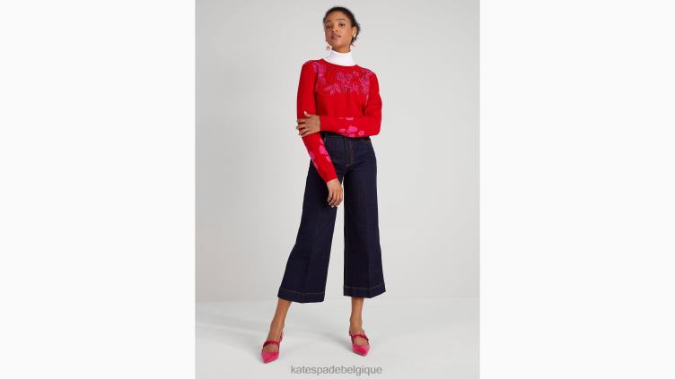 pull à fleurs ornementées Kate Spade femmes vêtements D8288966 moteur rouge