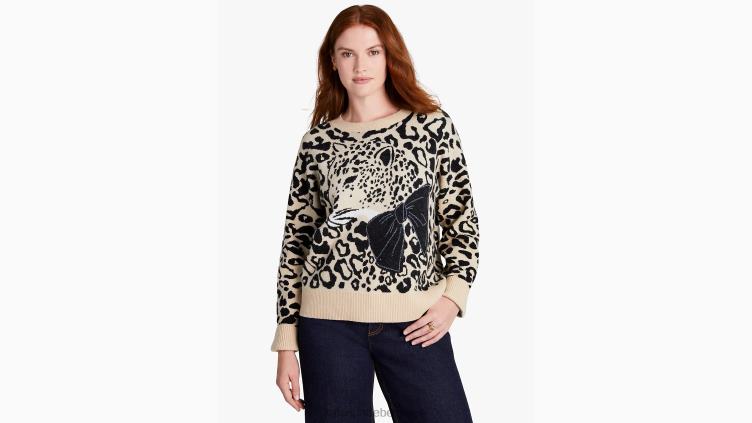 pull à nœud léopard Kate Spade femmes vêtements D8288939 noix de cajou grillées
