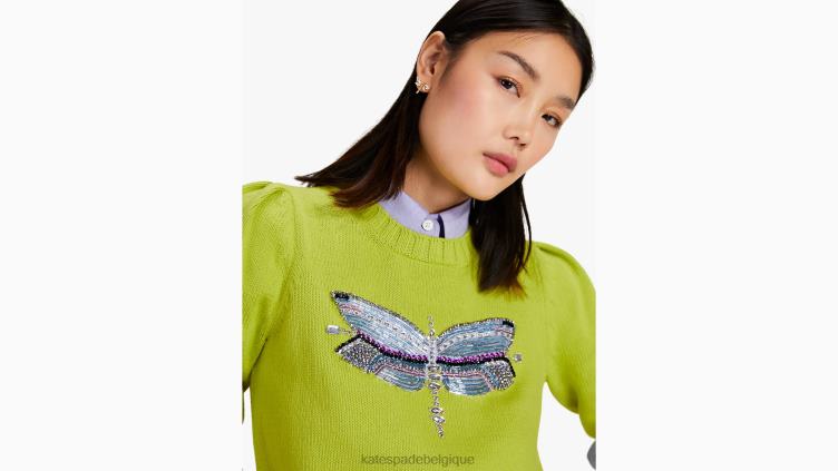pull orné de libellules Kate Spade femmes vêtements D8288735 le zeste de lime