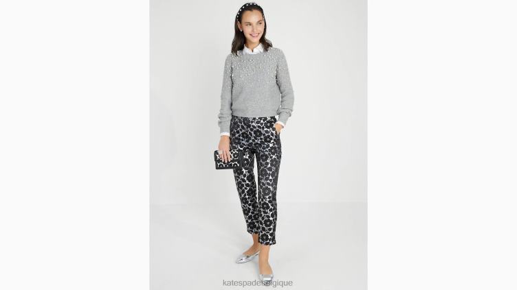 pull orné de perles et de strass Kate Spade femmes vêtements D8288910 gris mélangé