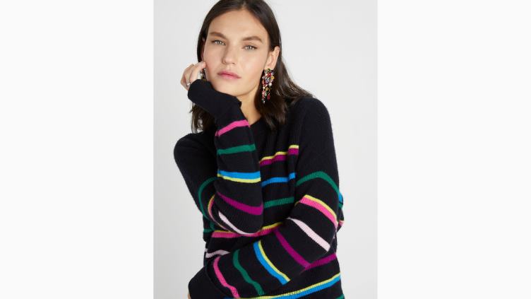 pull à rayures de fête Kate Spade femmes vêtements D8288888 noir multicolore