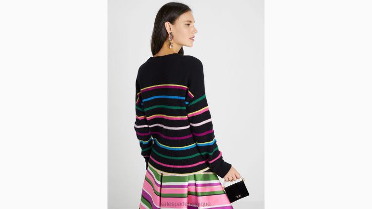 pull à rayures de fête Kate Spade femmes vêtements D8288888 noir multicolore
