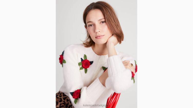 pull roses au crochet Kate Spade femmes vêtements D8288951 crème