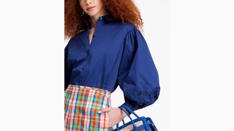 chemise andie en popeline brodée Kate Spade femmes vêtements D8288729 marine française