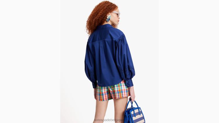 chemise andie en popeline brodée Kate Spade femmes vêtements D8288729 marine française
