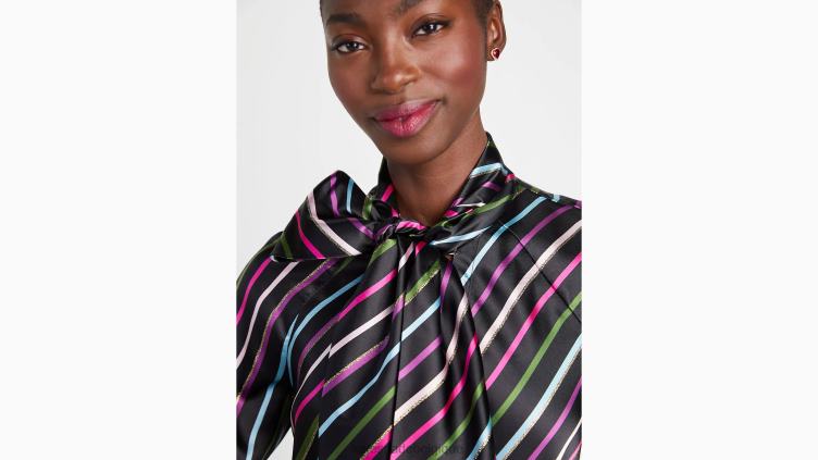 chemise à col noué et rayures festives Kate Spade femmes vêtements D8288878 noir