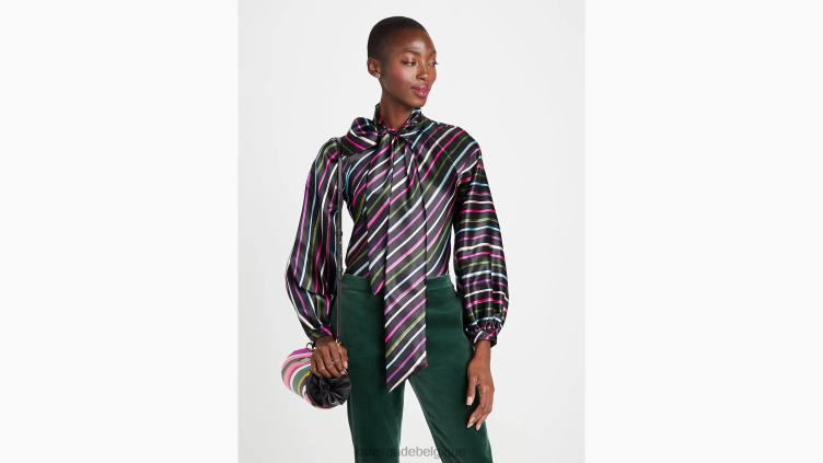 chemise à col noué et rayures festives Kate Spade femmes vêtements D8288878 noir